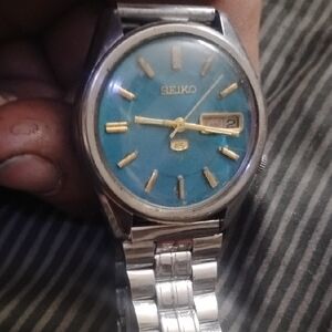 Seiko Blue Dial Watch with Silver Band